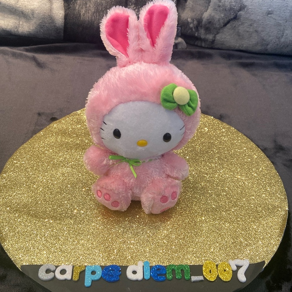 🍭2011 Hello Kitty Pink Plush Bunny Toy